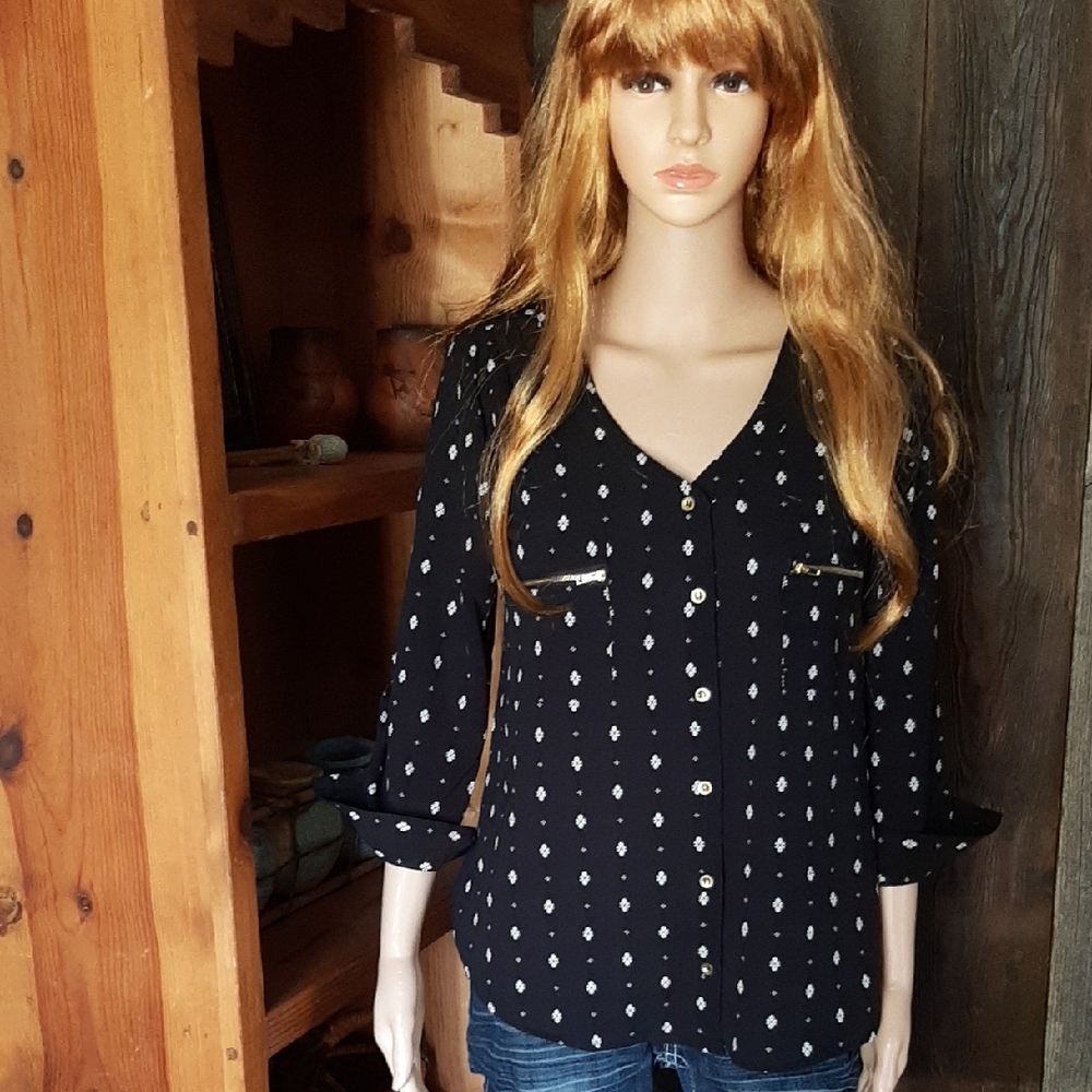 Women's Black Patterned Top